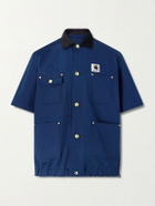 Sacai - Carhartt WIP Logo-Appliquéd Corduroy-Trimmed Cotton-Canvas Shirt - Blue