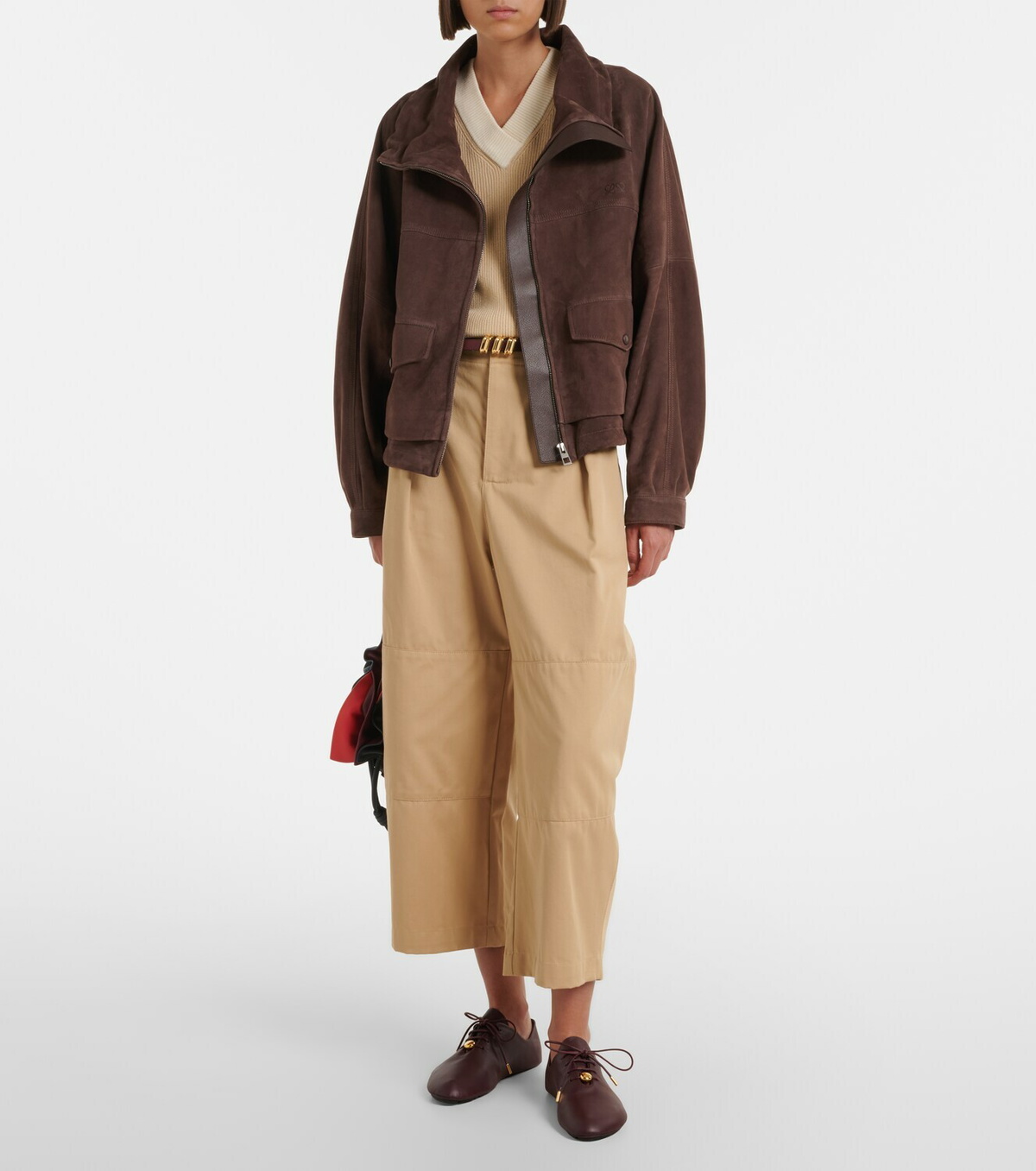 Loewe Leather-trimmed suede jacket