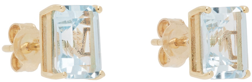Mateo Gold & Blue Topaz Stud Earrings