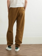 SAINT LAURENT - Tapered Logo-Embroidered Cotton-Jersey Sweatpants - Brown