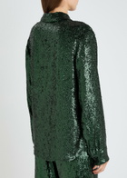 Dries Van Noten Chowy Sequin Shirt Dark Green