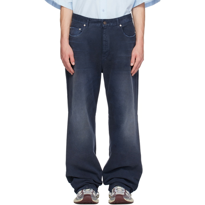 Photo: Balenciaga Navy Curved Knee Jeans