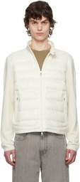 Moncler White Padded Wool Zip-Up Down Jacket