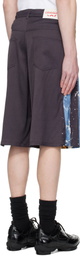 Charles Jeffrey LOVERBOY Navy & Blue Silky 'Denim' Shorts
