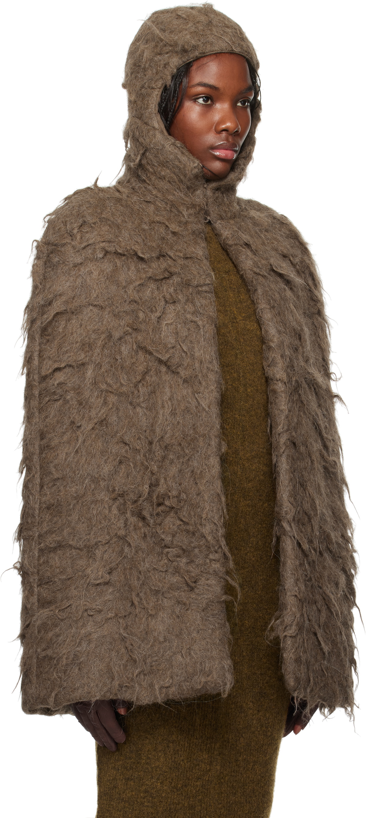 Rick Owens Brown Porterville Cape Jacket