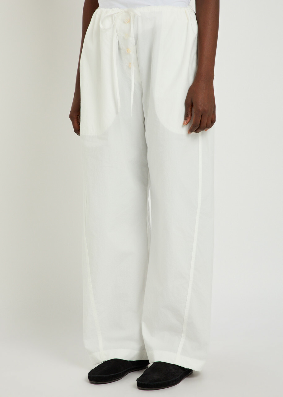Studio Nicholson Drawstring Straight-leg Cotton Trousers White
