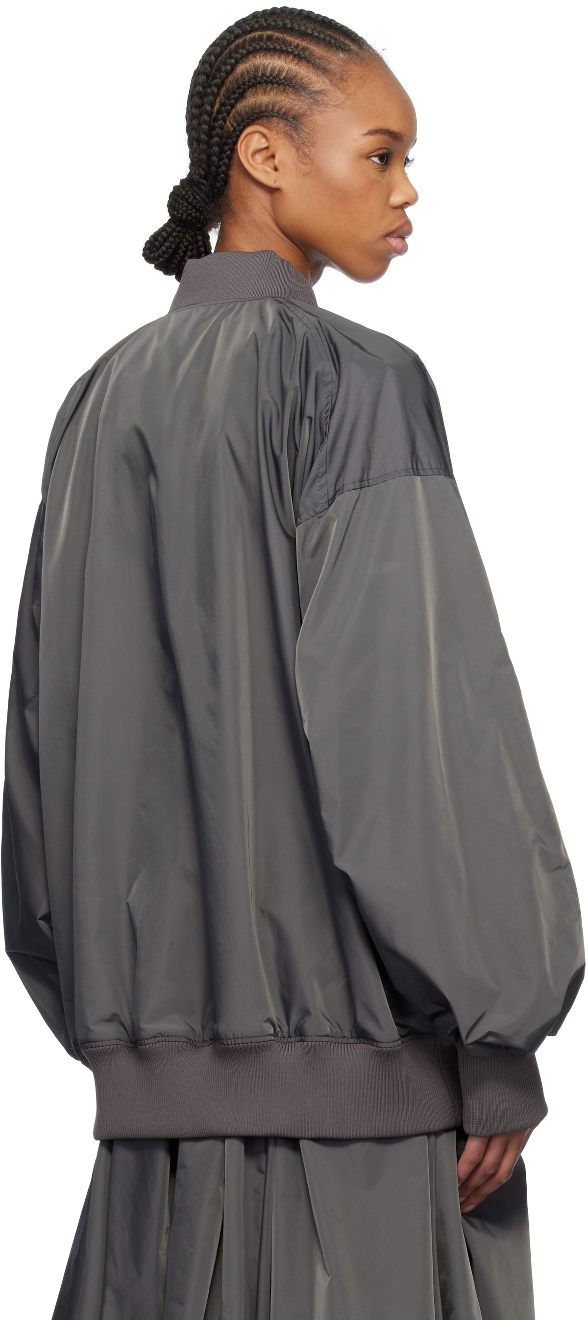 YOHJI YAMAMOTO Gray R-Belted Bomber Jacket