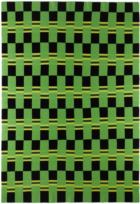 Photo: The Elder Statesman Green & Black Stretch Checker Blanket