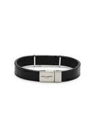 Saint Laurent Logo Crocodile-effect Leather Bracelet Black