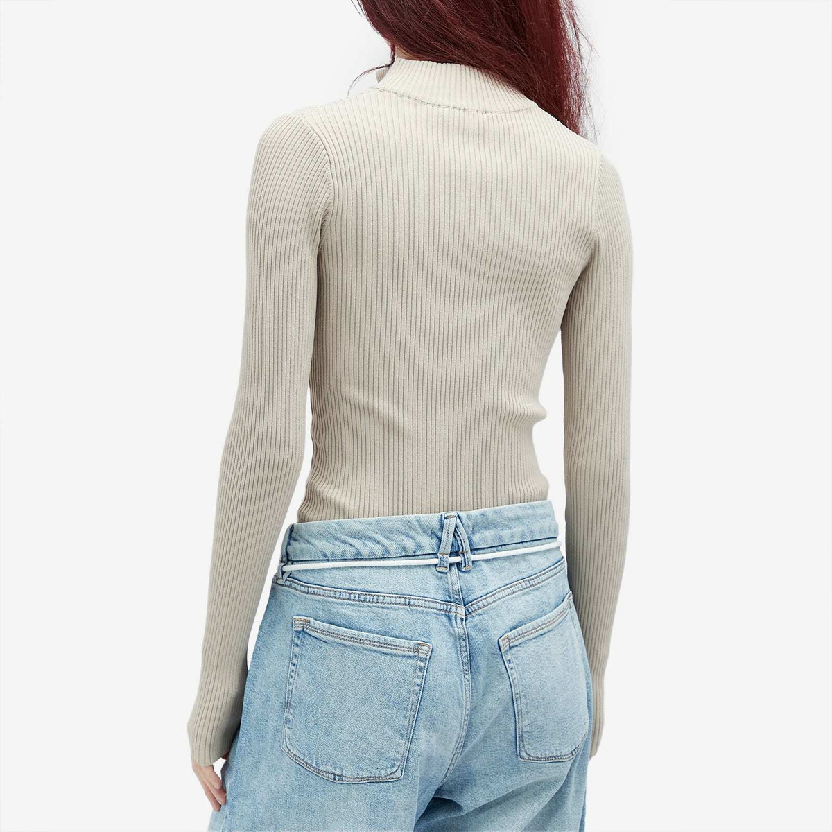 Good American Women's Virgo Rib Half Zip Body in Short Bread