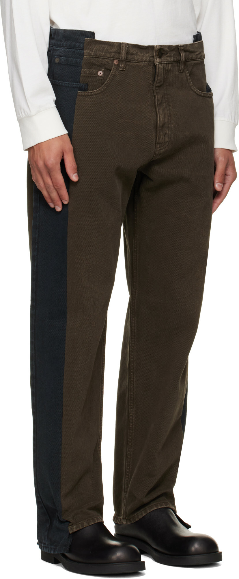 Maison Margiela Black & Brown Straight-Leg Jeans
