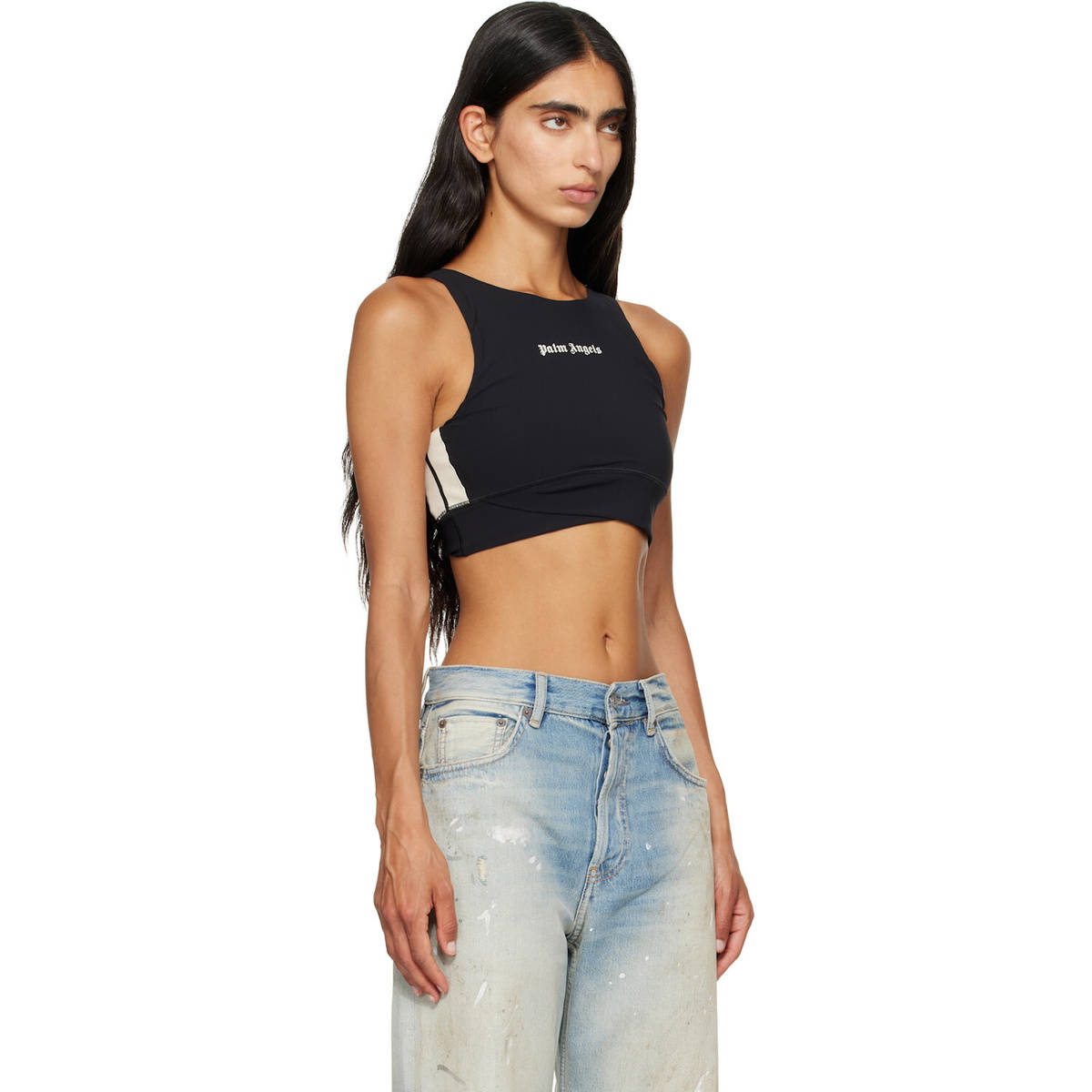 Palm Angels Black Classic Logo Active Track Top