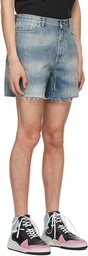 Saint Laurent Blue Denim Destroyed California Shorts