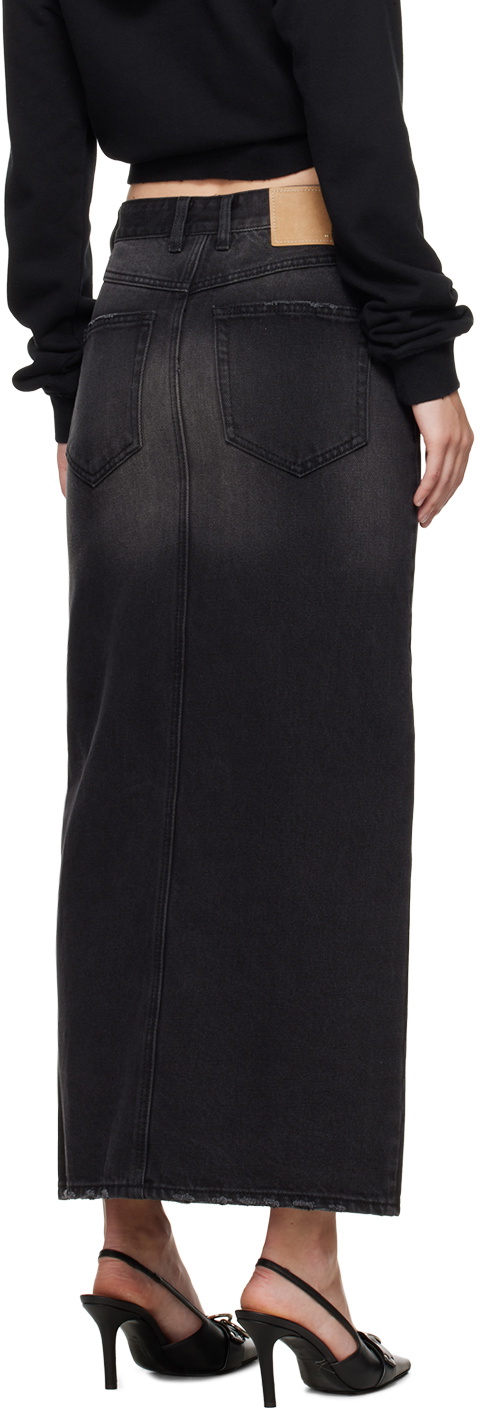 We11done Black Washed Denim Maxi Skirt