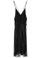 Blumarine Draped Floral Lace Midi Dress Black