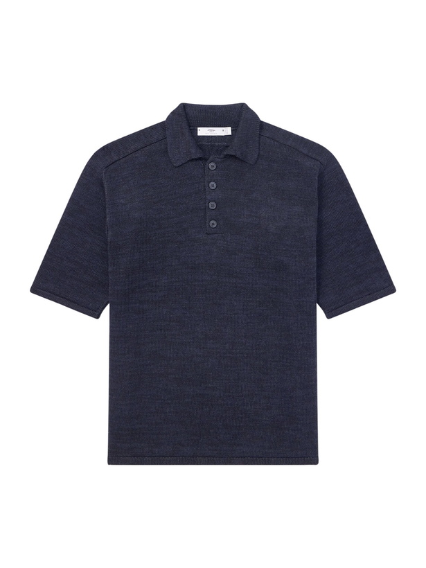Photo: Inis Meáin - Knitted Linen Polo Shirt - Black