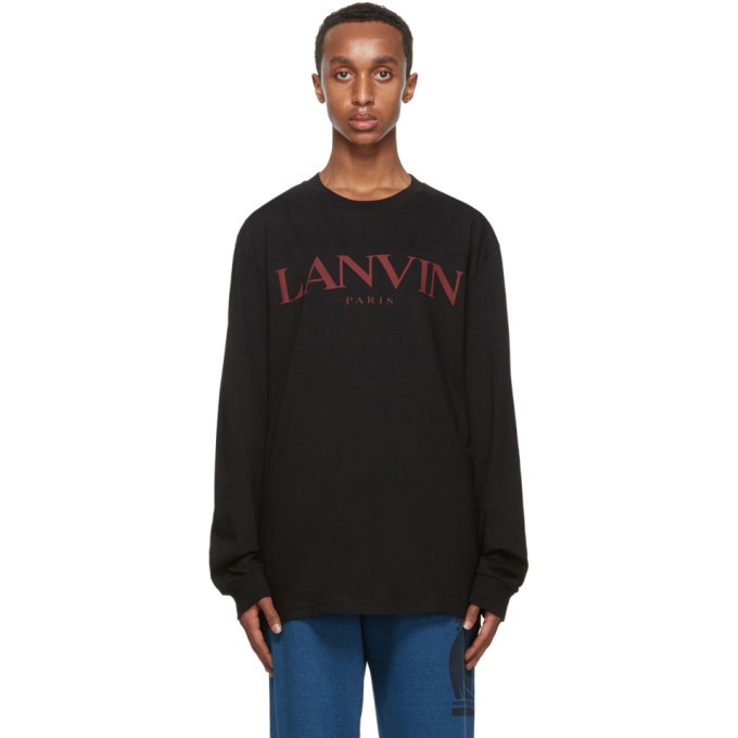 Photo: Lanvin Black Printed Logo Long Sleeve T-Shirt
