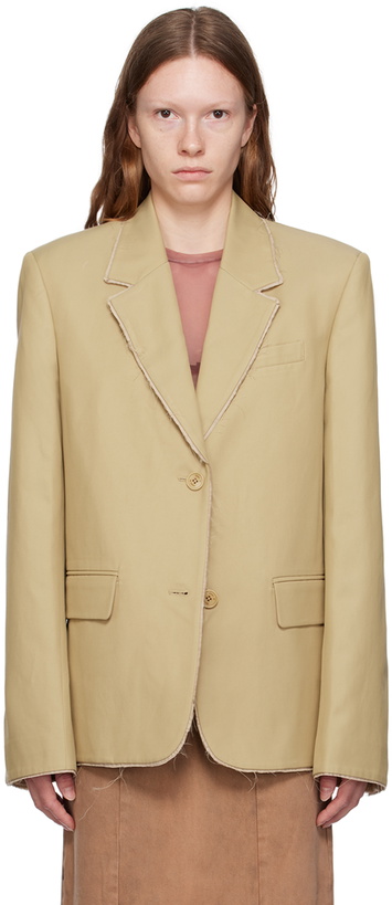 Photo: OPEN YY Beige Raw Edge Blazer