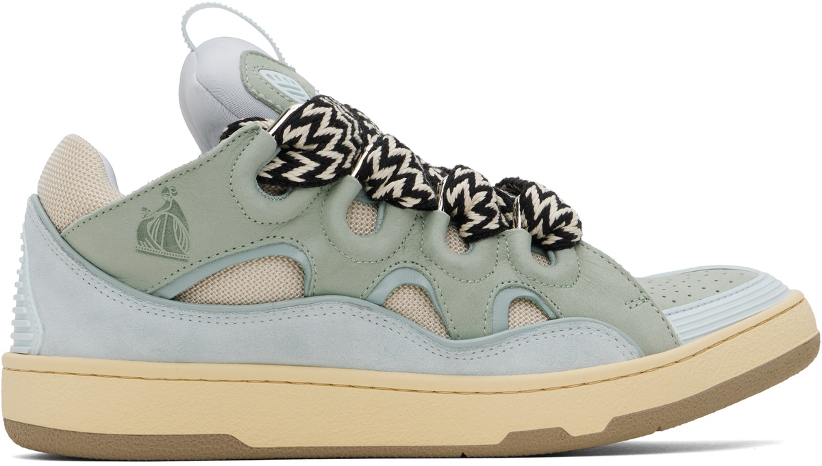 【関税込み】Lanvin ブルー&グリーン Curb レザースニーカー Lanvin Blue & Green Leather Curb Sneakers Lanvin