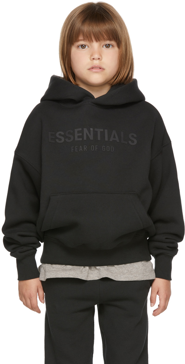 Essentials Kids Black Fleece Pullover Hoodie Essentials