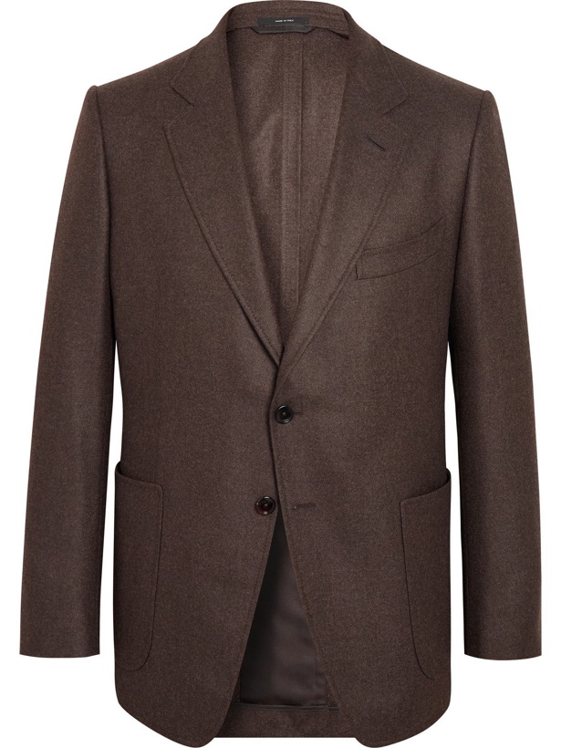 Photo: TOM FORD - O'Connor Slim-Fit Brushed Wool and Cashmere-Blend Twill Blazer - Brown