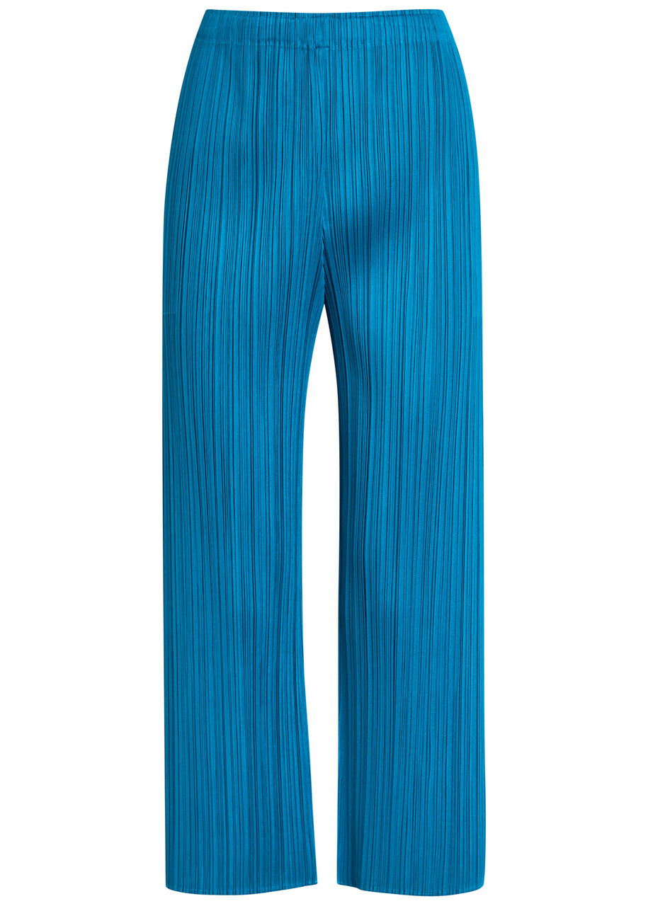 Pleats Please Issey Miyake Pleated Wide-leg Trousers Blue