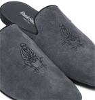 Paul Stuart - Hamilton Logo-Embroidered Suede Slippers - Gray