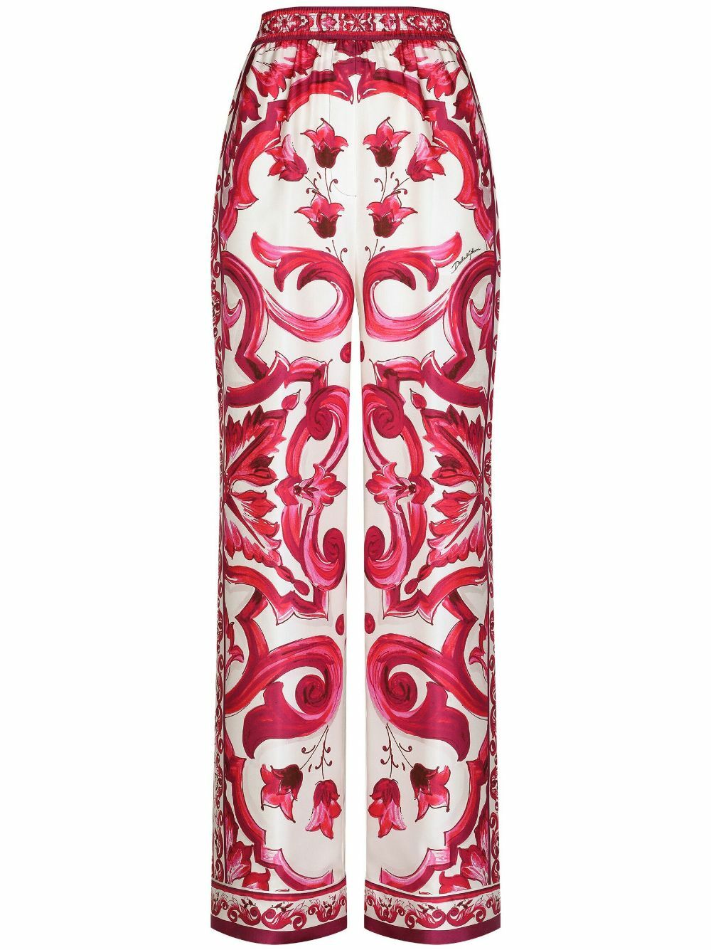 DOLCE & GABBANA - Majolica Print Wide Leg Silk Trousers