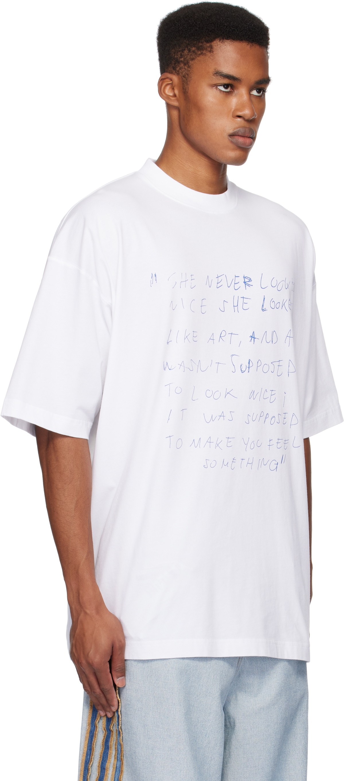 VETEMENTS White 'She Never Looked Nice' Oversized T-shirt Vetements