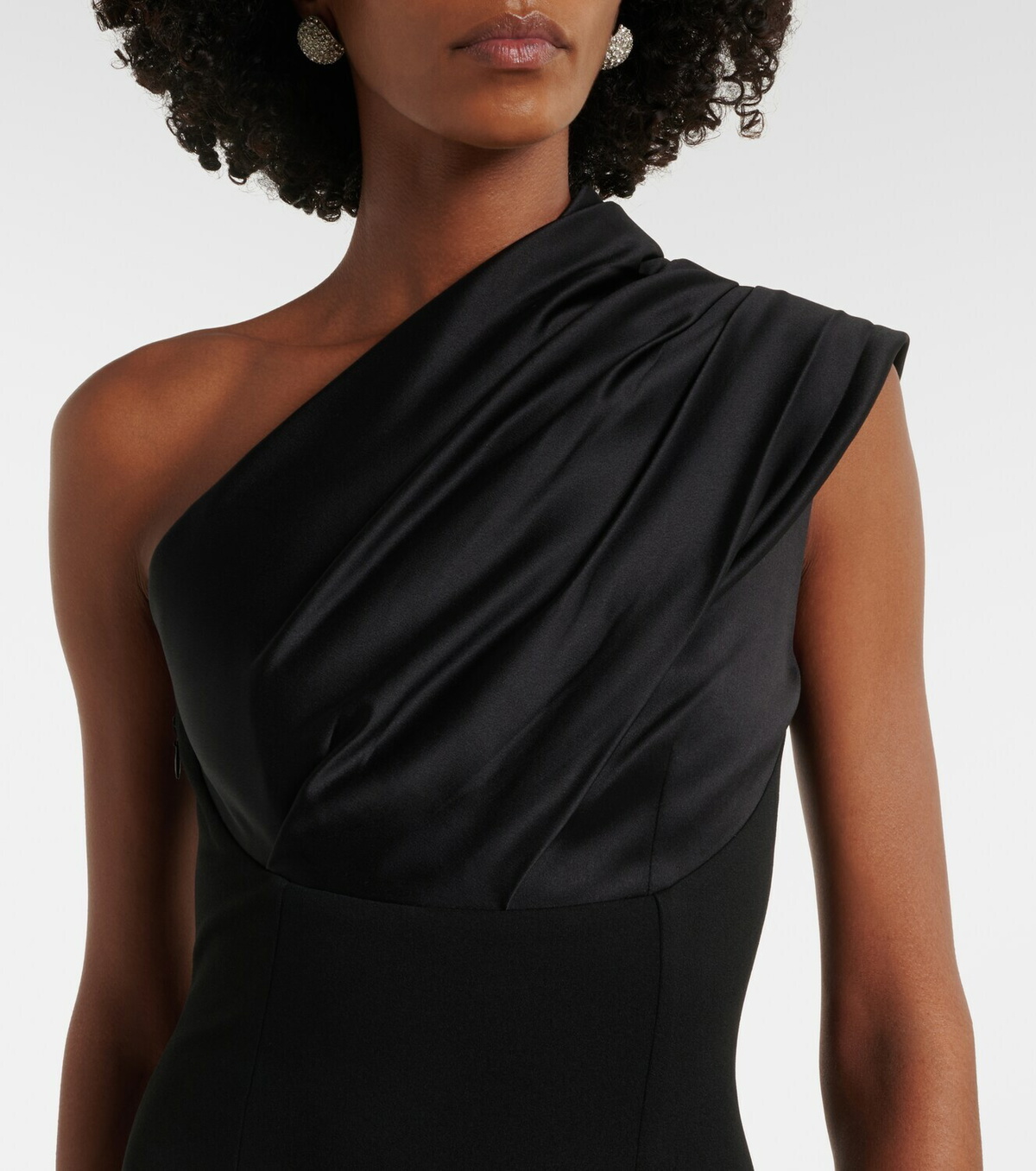 Solace London Gracie one-shoulder satin-trimmed gown