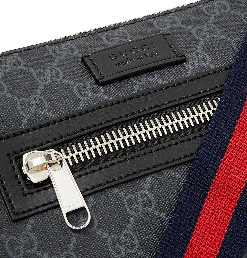 Gucci - Men - Leather-trimmed Monogrammed Coated-canvas Messenger Bag Black