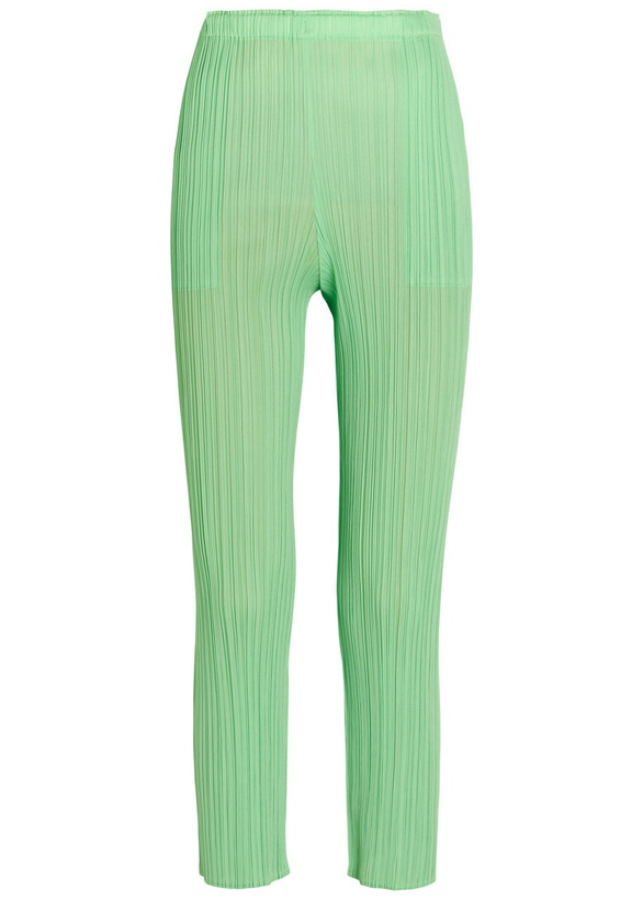 Photo: Pleats Please Issey Miyake Pleated Tapered-leg Woven Trousers Light Green