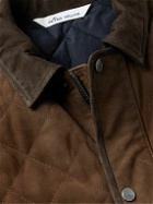 Peter Millar - Suffolk Leather-Trimmed Quilted Suede Jacket - Brown