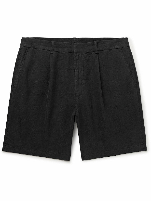 Photo: Rag & Bone - Elliot Straight-Leg Pleated Linen Shorts - Black