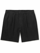 Rag & Bone - Elliot Straight-Leg Pleated Linen Shorts - Black