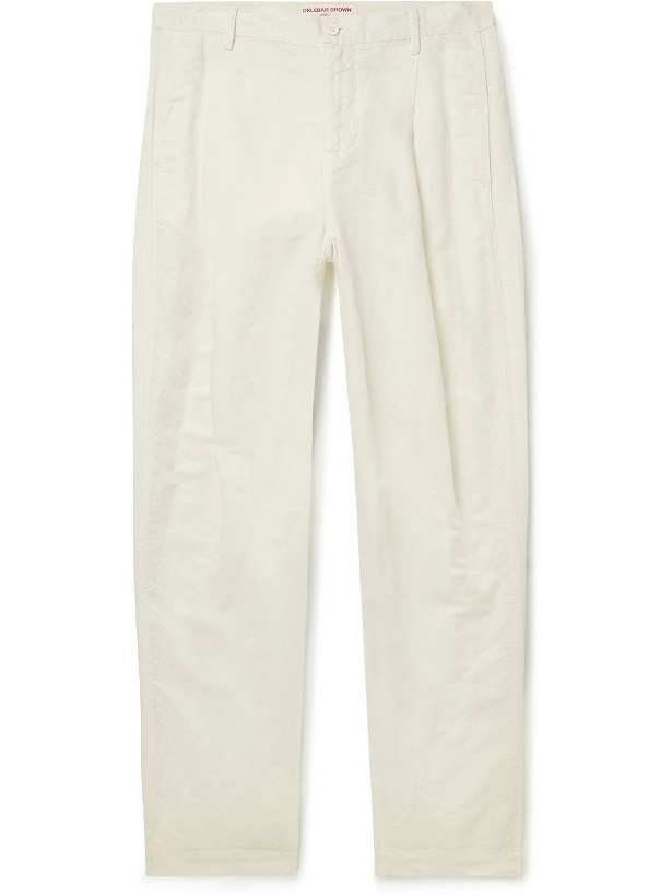 Photo: Orlebar Brown - Dunmore Tapered Linen and Cotton-Blend Twill Trousers - White