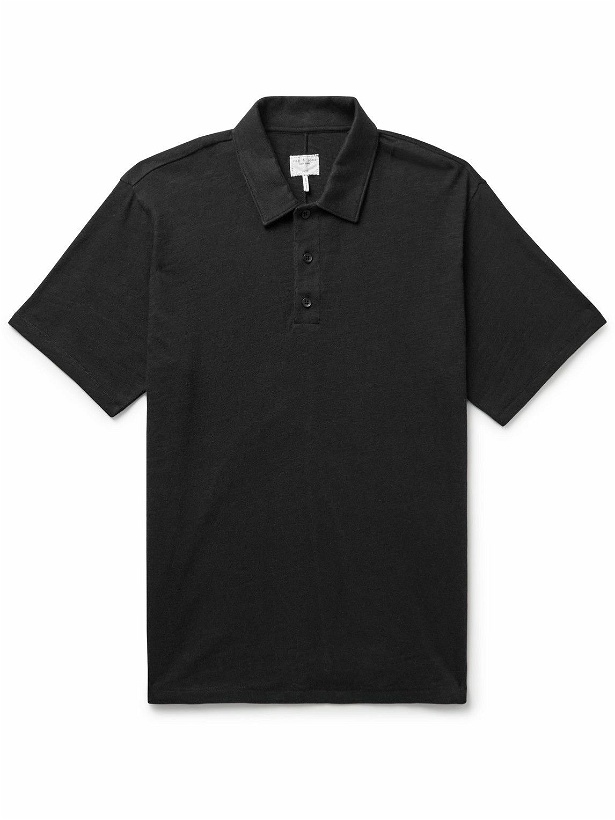 Photo: Rag & Bone - Classic Flame Slub Cotton Polo Shirt - Black