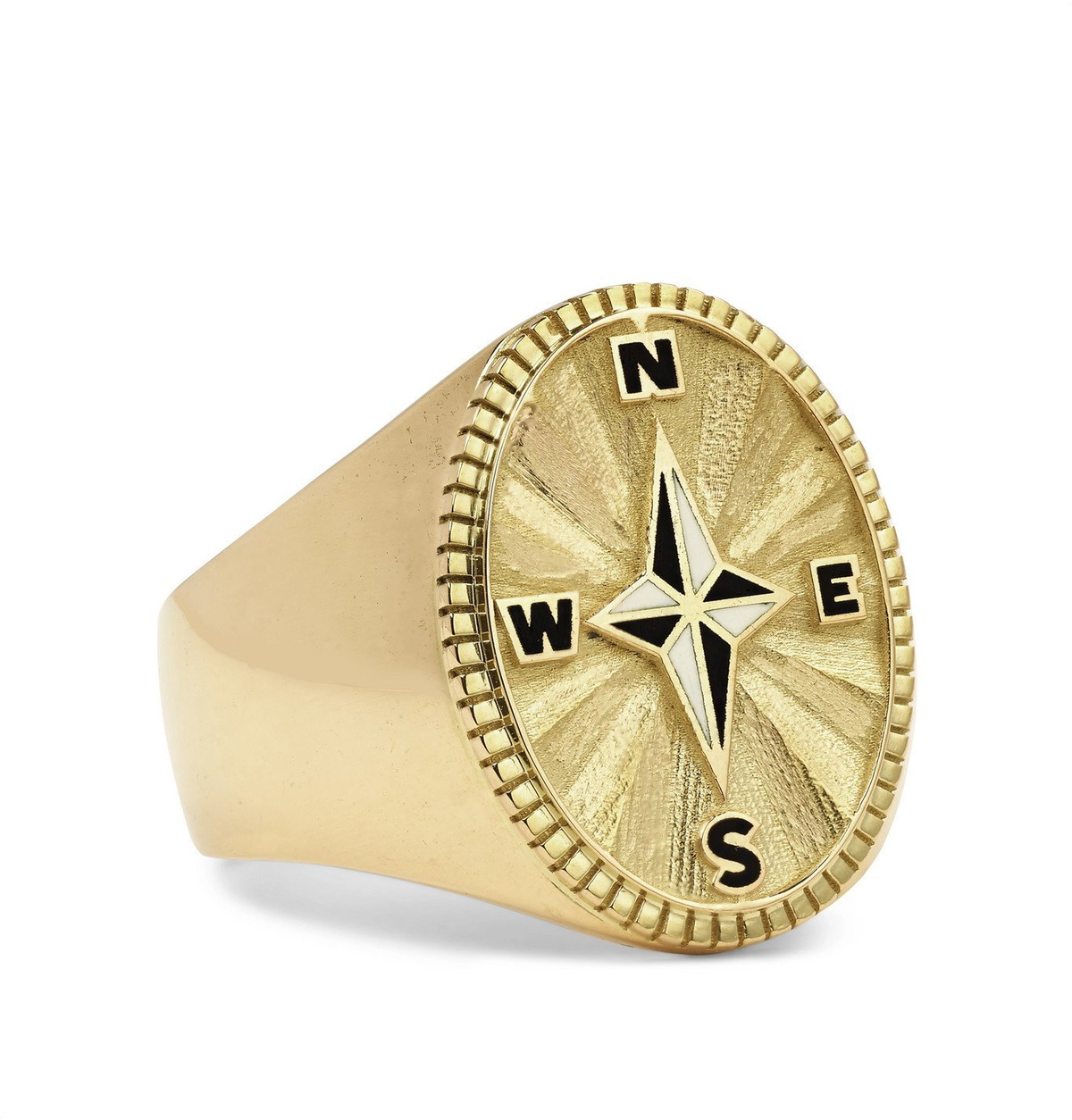 Foundrae - Course Correction 18-Karat Gold and Enamel Signet Ring - Gold
