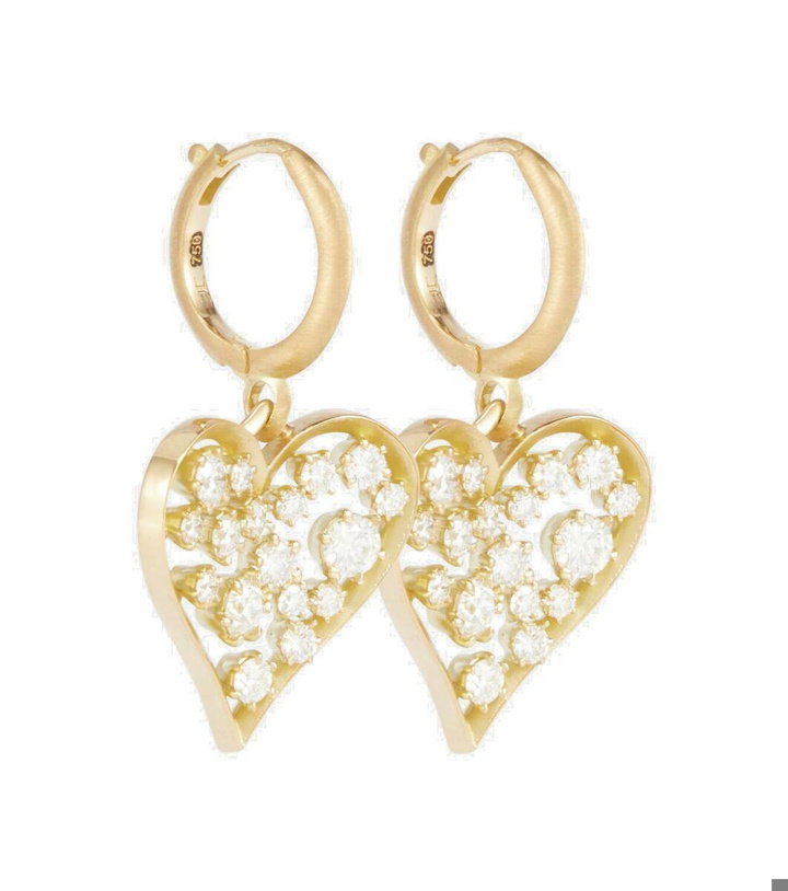 Photo: Jade Trau Margot Heart 18kt gold hoop earrings with diamonds