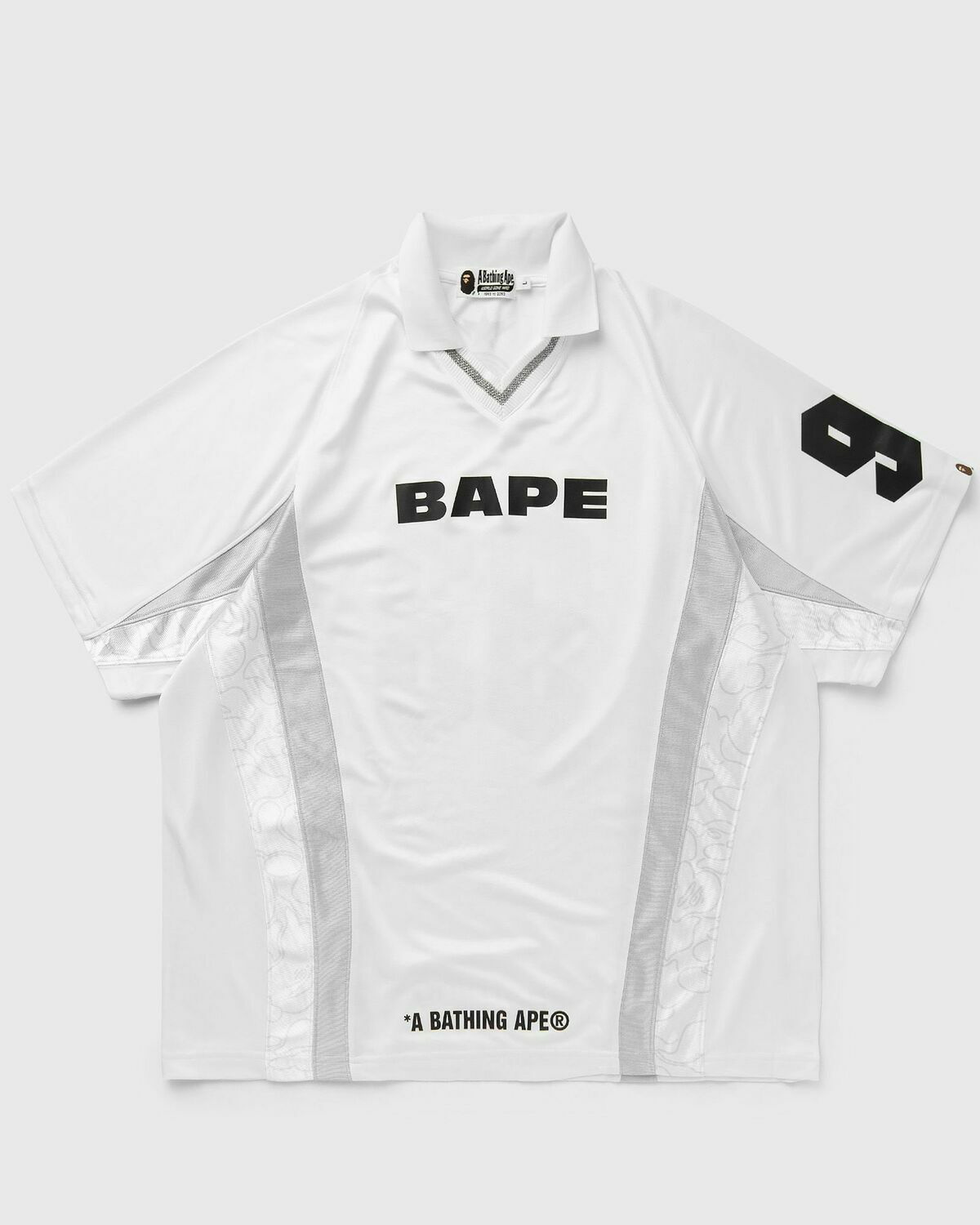A Bathing Ape Multi Logo Relaxed Fit Soccer Jersey White Jerseys A