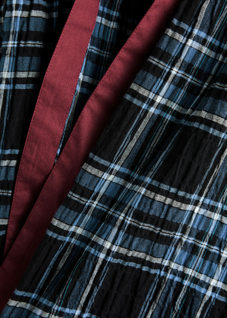 Damson Madder Dakota Checked Seersucker Midi Dress Blue Damson Madder