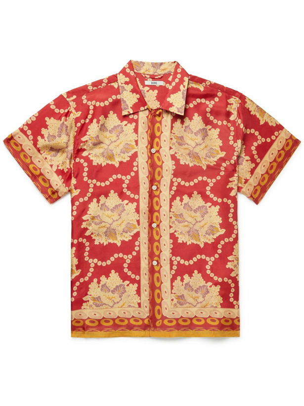 Photo: BODE - Coral Bells Printed Silk Shirt - Red