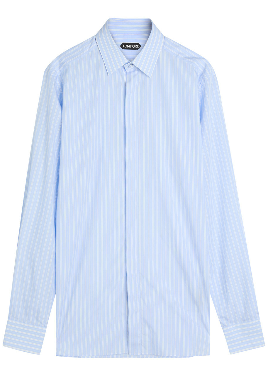 Tom Ford Striped Cotton Shirt Light Blue