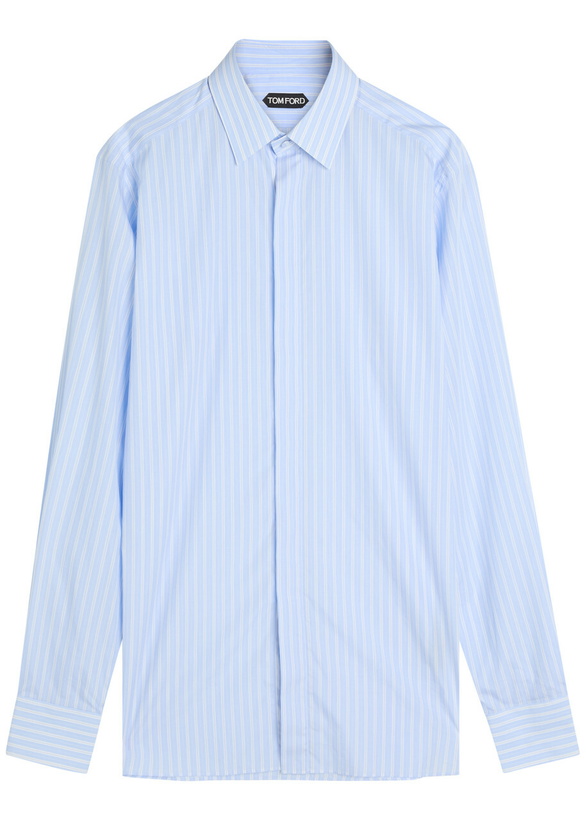 Photo: Tom Ford Striped Cotton Shirt Light Blue