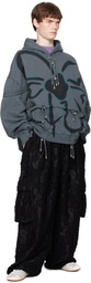Collina Strada Black Jacquard Pleated Cargo Pants