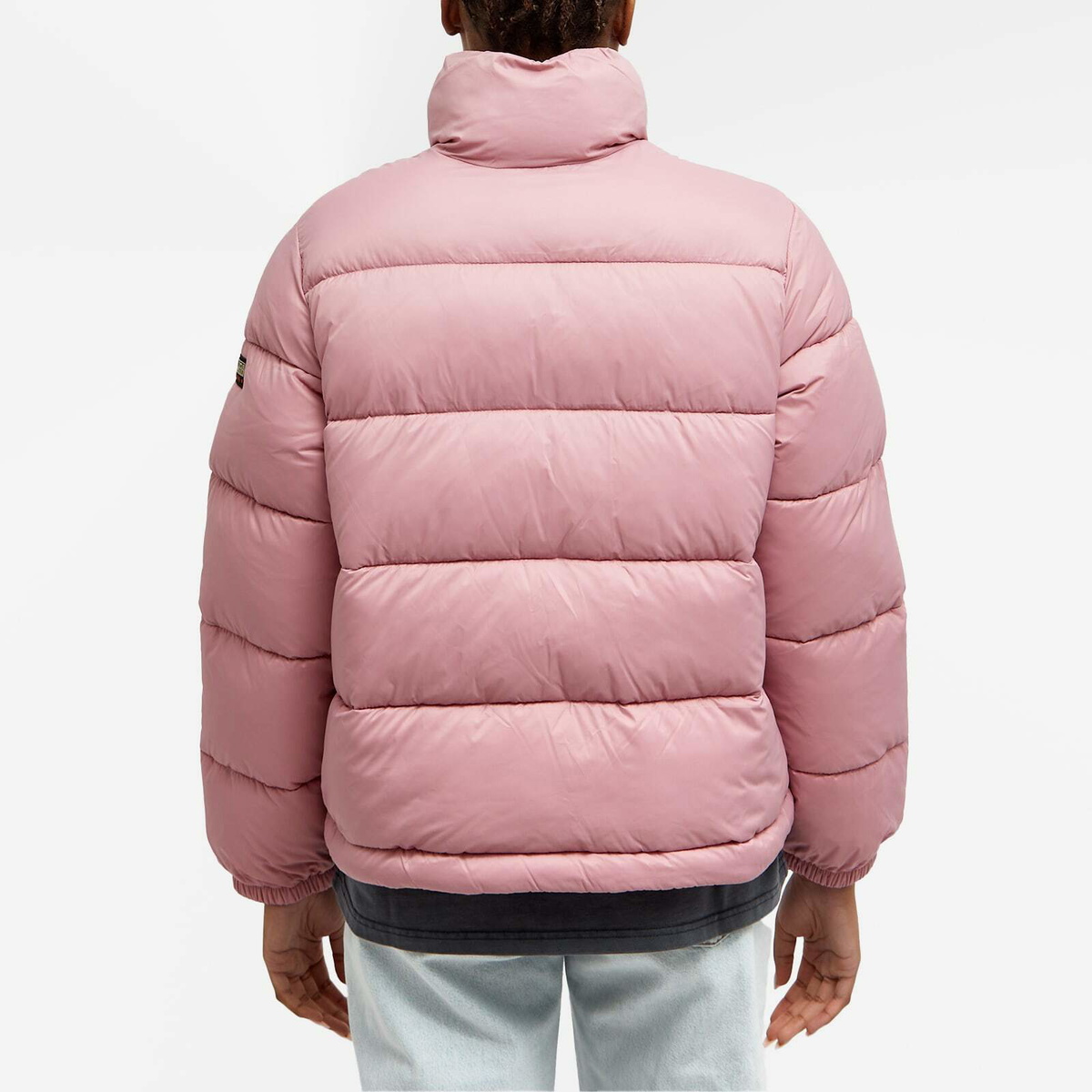 Napapijri Women's Box Logo Puffer Jacket in Pink Foxglove