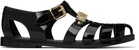 Moschino Black Jelly Lettering Logo Sandals
