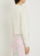 Loveshackfancy Peridot Cropped Pointelle-knit Cardigan White