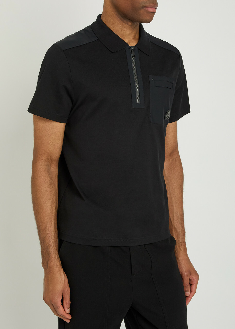 Moose Knuckles Dalon Panelled Piqué Cotton Polo Shirt Black