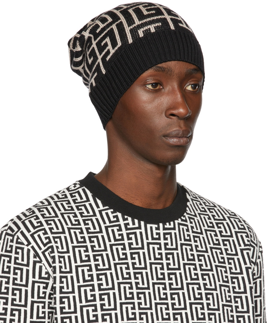 Balmain Monogram-Jacquard Wool Beanie